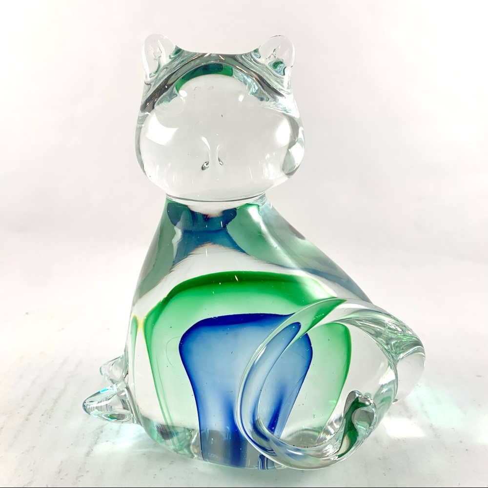 Pier 1 art glass cat figurine/paper weight